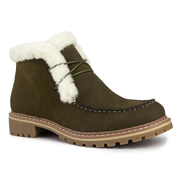 Nya vintervarma vattentäta ankelstövlar med snörning Olive Green 40