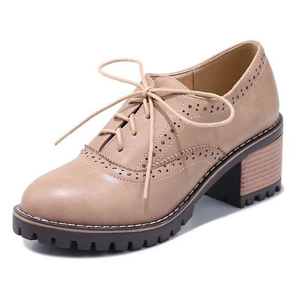 Dam Chunky Heels Vardagsskor Beige 4
