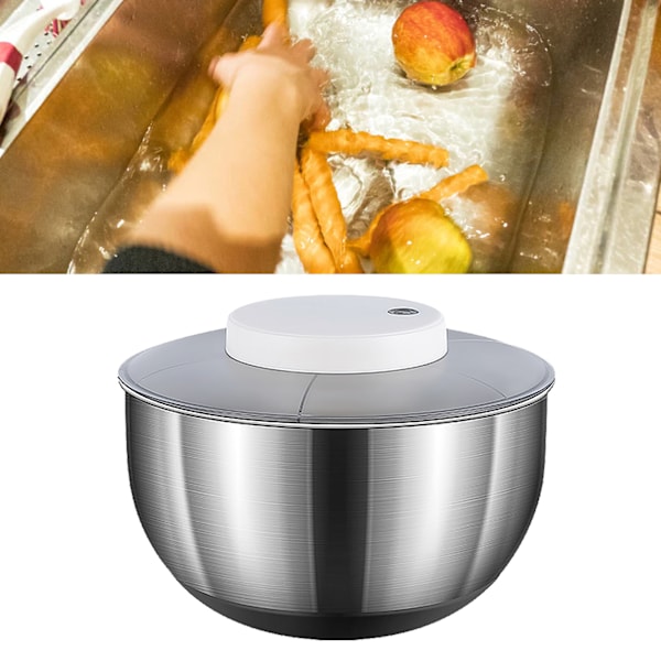 Elektrisk Stor Salladsslunga Rostfritt Stål 4500ml Effektiv Salladsslunga för Torkning av Bladgrönsaker Frukt
