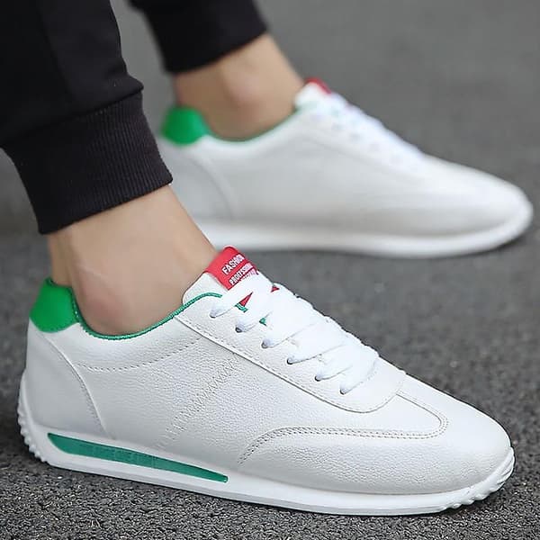 Män Casual Höst Mode Läder Sneakers Green (Hole) 6