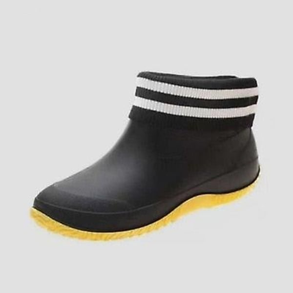 Dam Gummi Anti-sladd Ankel Lättvikts Slip-on Boots / Shoes Set-2 Black Yellow Cotton 10.5