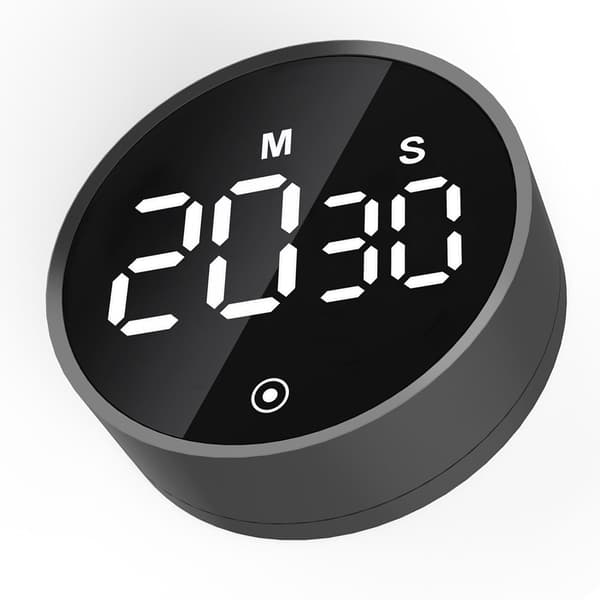 Roterande LED Nedräkningstimer 280 Digital Display Magnetisk Multifunktionell Timer Svart