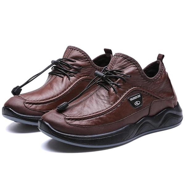 Sneakerskor i konstläder, vår och sommar för män brown no plush 8