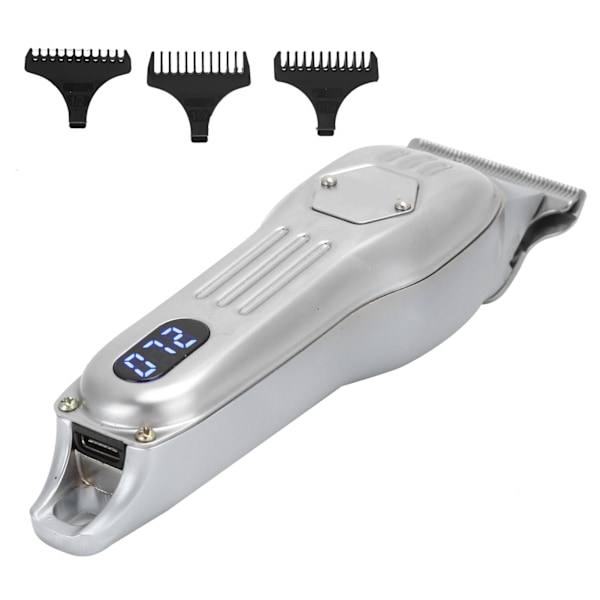 Professionell Elektrisk Hårklippare LCD-Display Trimmer Klippmaskin Silver