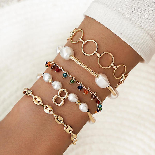Imitation Pearls Lock Armband Round 8