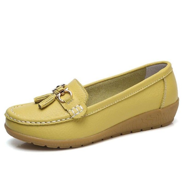 Summer Loafers, Äkta Läder Mjukt Äkta Läder Dam Platta Skor Set-1 Fruit Green 4.5