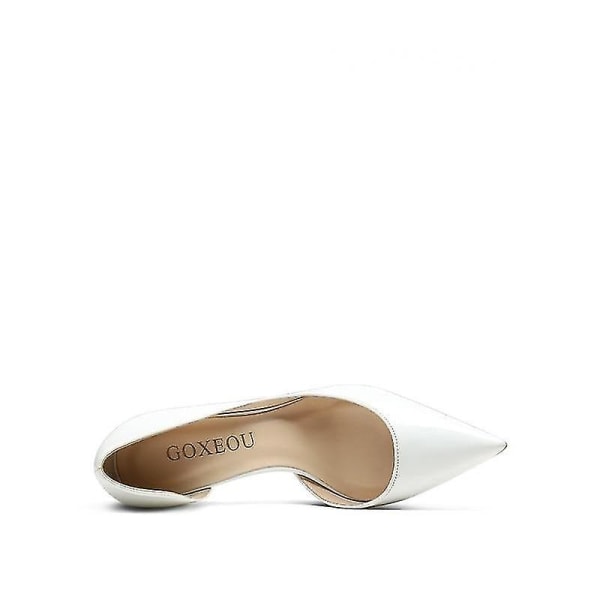 Högklackade skor i läder med spetsig tå, festskor 44 / white 6cm heel