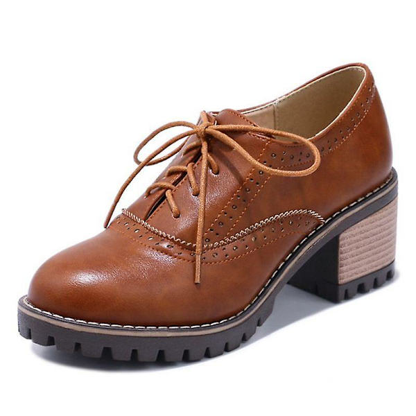 Dam Chunky Heels Vardagsskor Beige 4