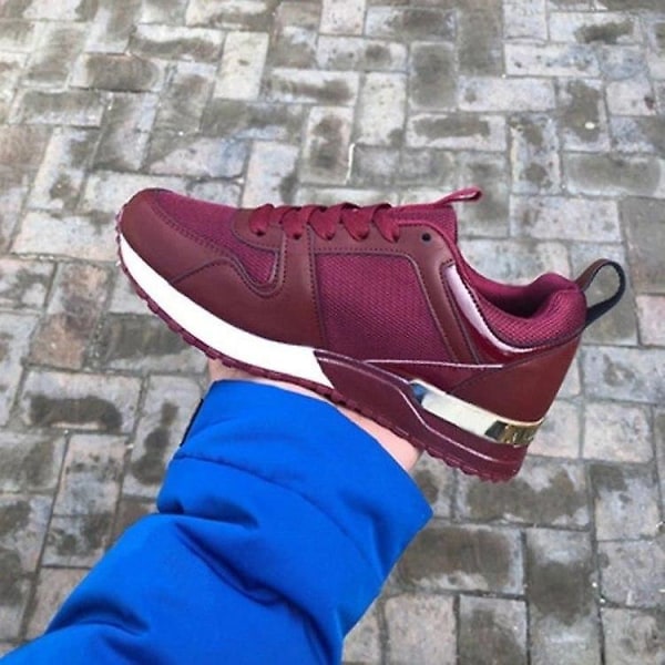 Sneakers för dam Leopardmönstrade, skor med tjock lädersula Red 5
