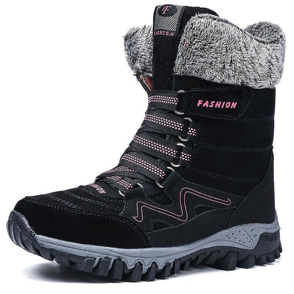 Nytt mode snökängor för kvinnor i mockaläder Black 5.5