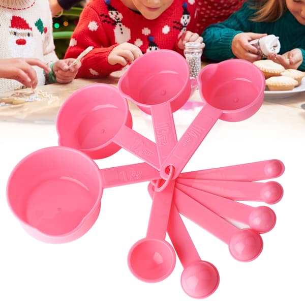 10 st/set Kök Matlagning Tesked Måttskedar Måttkoppar Mätverktyg (Rosa)