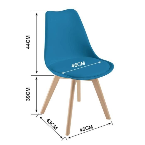 Set med 6 DEWINNER stolar - Färg: Blå - Stil: Skandinavisk - Ben: trä