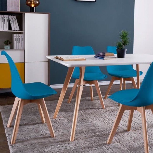 Set med 6 DEWINNER stolar - Färg: Blå - Stil: Skandinavisk - Ben: trä