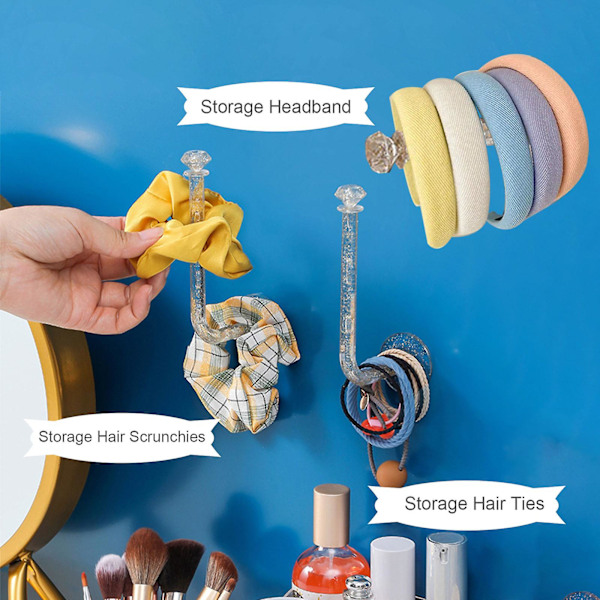 Självhäftande scrunchie-hållare DIY-hårtillbehörsorganisatör genomskinlig W 3