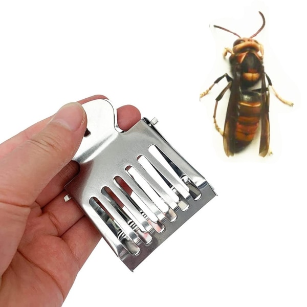 Queen Catching Clips, Biodling Queen Bee Cage Catcher Clips Rostfritt stål Bee Catching Cage, 1st