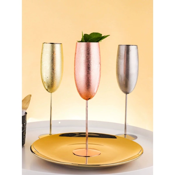 Champagneglas, champagneflöjt i rostfritt stål, perfekt för fars dag, bröllop, fester och jubileum rose gold