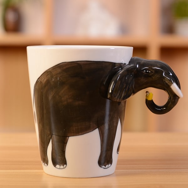 3D handmålad söt djurkeramik kaffemugg kaffekopp black