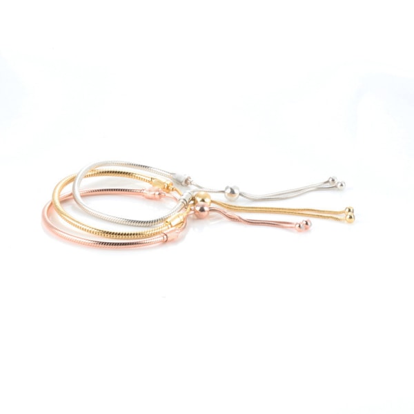 Alloyr Cubic Zirconia Slider Armband för Charms för kvinnor  rose gold 55mm