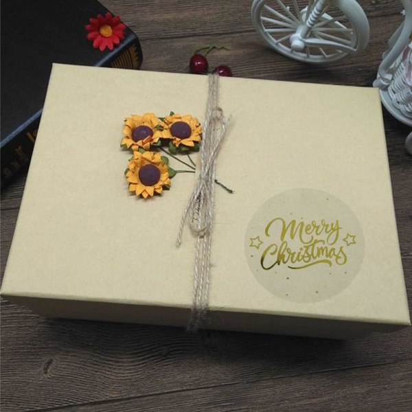 Rensa Merry Christmas Stickers Presenter Kort Tag Glad Jul Runda självhäftande sigill Etikett Scrapbooking Gift Craft Box