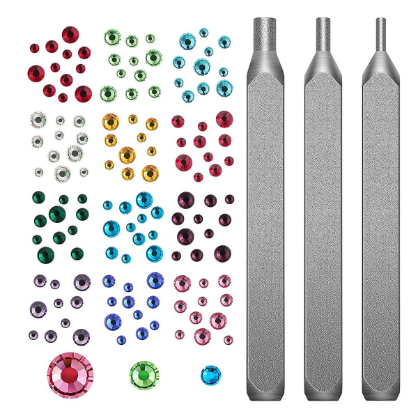 Metallstämpelverktyg för gör-det-själv 1,8 Mm/ 2,5 Mm/ 4 Mm 1500x färgade strass
