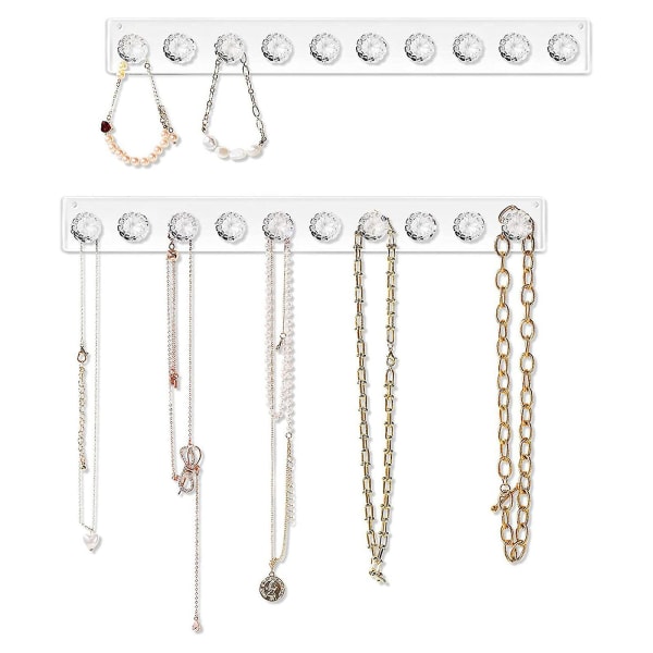 Klar smycken halsband hängare med 10 diamantformade krokar för flickor kvinnor 2 kit