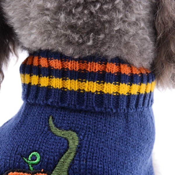 Vinterhundströja Liten Kattkläder Valpstickad tröja För Husdjur Hund Stickning Virkad Tyg Halloween Hundtröja Ful Tröja navy blue Size M