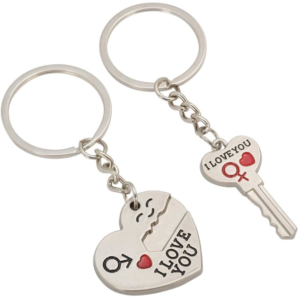 Alla hjärtans nyckelringar - I Love You Heart & Key Chain Ring - Par Nyckelringar för pojkvän Flickvän Honom