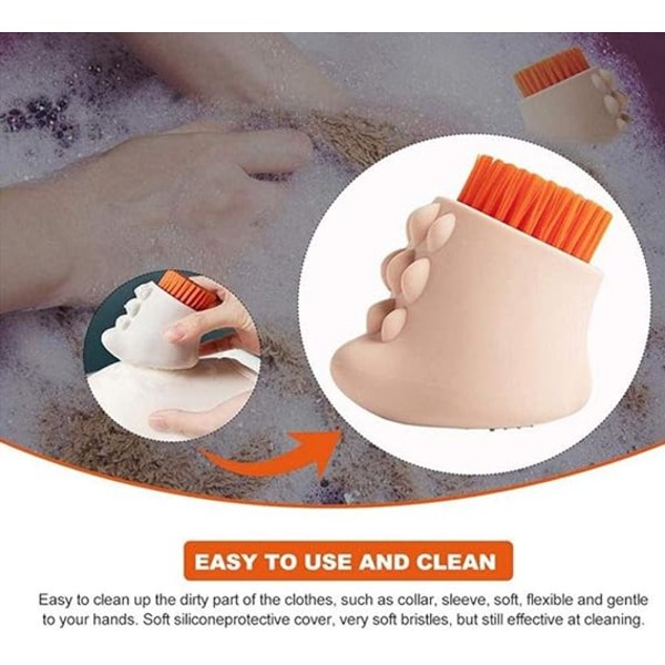 3 st silikontvättborste med söt dinosaurieform, mjuk, flexibel tvättborste för flerbrukshushållsrengöring Bru pink