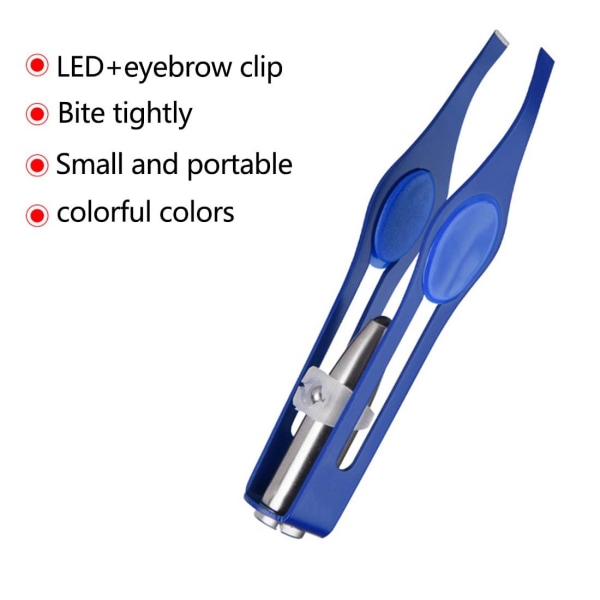 1 bit pincett med LED ljus hårborttagning Upplyst pincett Makeup pincett med lätta verktyg för män kvinnor blue