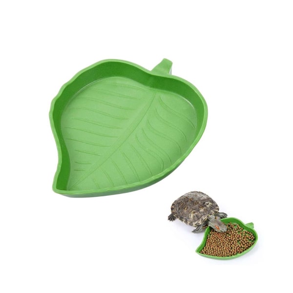 2 stycken Löv Reptil Mat Vattenskål Tallrik Skål för sköldpadda Majs Snake Crawl Dricka och äta husdjur, 2 storlekar L