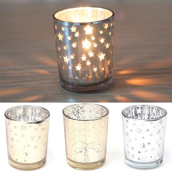 Glasljusstakar Tealight Votive Cup För Bröllop Hemfest Gold 2