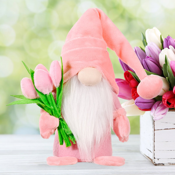 Mors dag/Alla hjärtans dag Gnomes Vårtulpan Elf Dwarf Plyschleksak Gonk Gnome Ansiktslös docka Bordsskiva Ornament for Hom