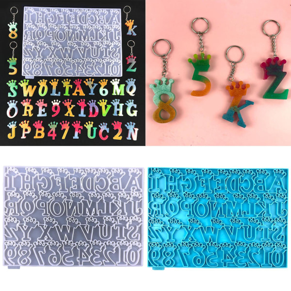 Kronbokstäver Nyckelring Uv Form Digitala siffror Alfabet Kristall Silikonform Mould själv hantverk Örhängen Form