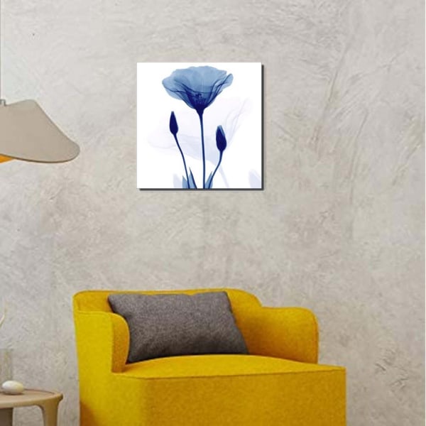 Blå flimrande blomma Moderna abstrakta målningar Canvas Väggkonst Galleri Wrapped Grace Blommiga bilder på canvastavlor 3