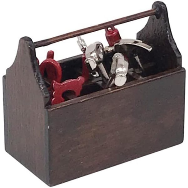Trälåda leksak Retro verktygslåda reparationsverktyg modell 4,7 * 2,9 * 4,9 cm 8 verktyg 1 låda för barn Barn