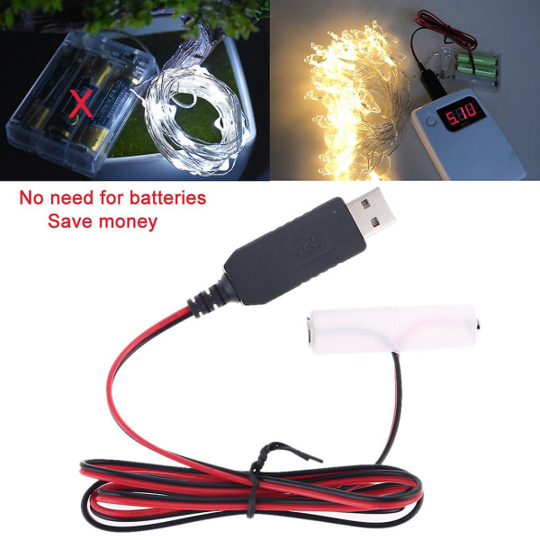 Eu Plug USB Lr6 Aa Batteri Eliminator Byt 1-4st Aa Batterier För Led-ljus Ljus Leksaker Walkie Talkie Led Bild