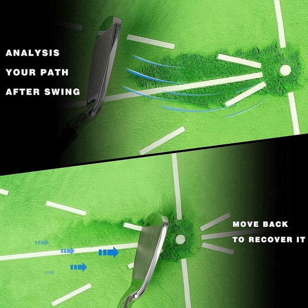 Golfträningsmattor, Svingdetektering och träff, Bärbar golfträningsmatta Analysera och korrigera din svingväg Skärpa green white