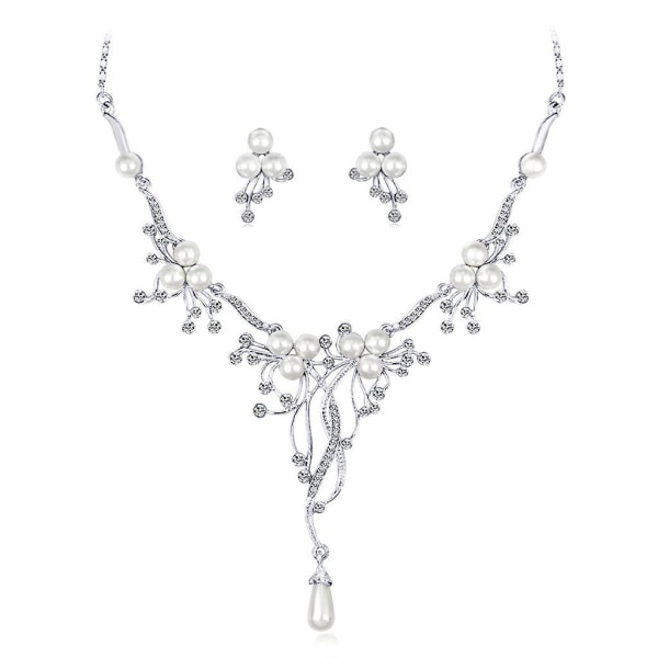 Nytt mode bröllop brud smycken set Crystal halsband örhängen set för kvinnor brudar gåva