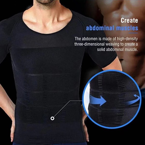 Mäns Body Shaper Kompressionströja Magekontroll Shaper M