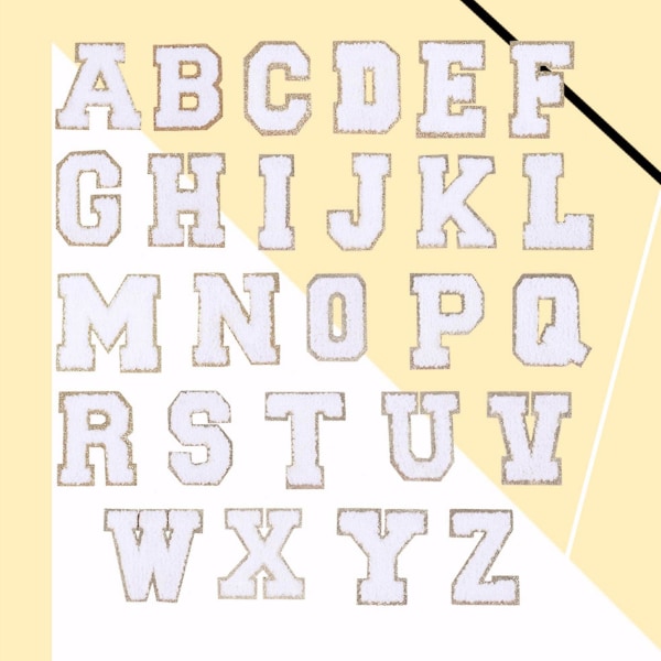 Handduksbroderade engelska bokstavslappar 26st polyester alfabetlapp