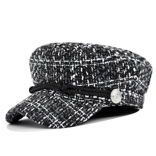 Damer Hundtandsmönstrad Mössa Dam Kort Brätte Visir Beret Mode Casual Hatt Retro Brittisk Stil Elegant Vinter Platta Hattar gray