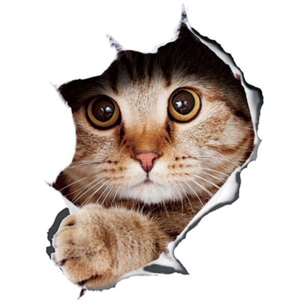 3D Cat Stickers - Svart & Vit Tuxedo Cat Stickers för vägg, kylskåp, toalett och mer brown 12.5*16cm