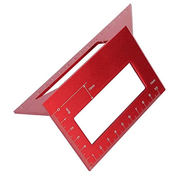 45/90 graders layout geringsmätare, aluminiumlegering Multifunktionell aluminiumsadel fyrkantigt träbearbetningsverktyg red