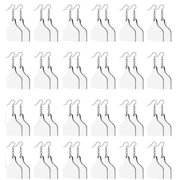 24 stycken Cow Tag Form Sublimation Printing Örhänge med örhängekrok