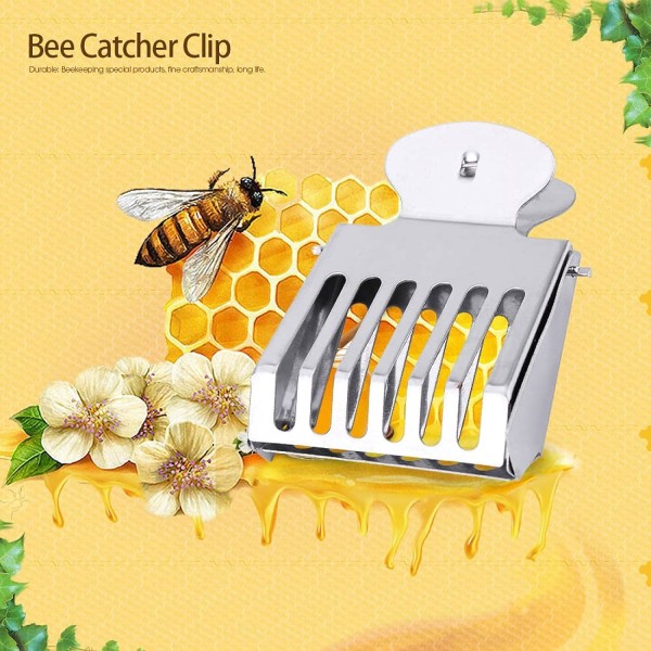 Queen Catching Clips, Biodling Queen Bee Cage Catcher Clips Rostfritt stål Bee Catching Cage, 1st