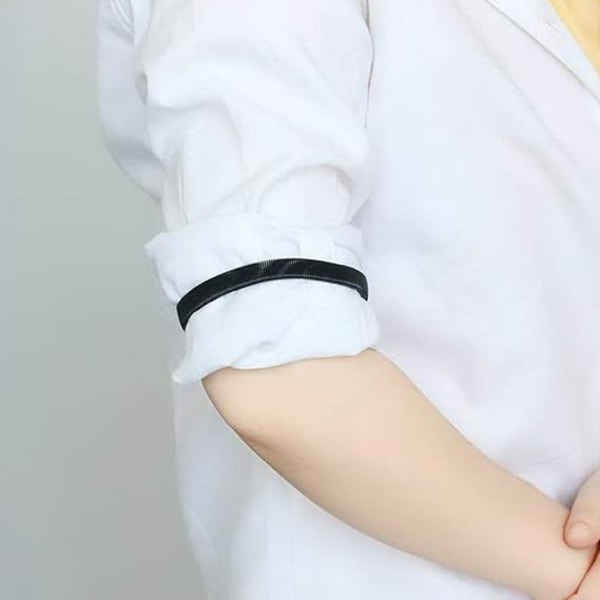 1 par justerbara skjortärmhållare, anti-halk metall stretchigt strumpeband Elastiska armband (guld) black