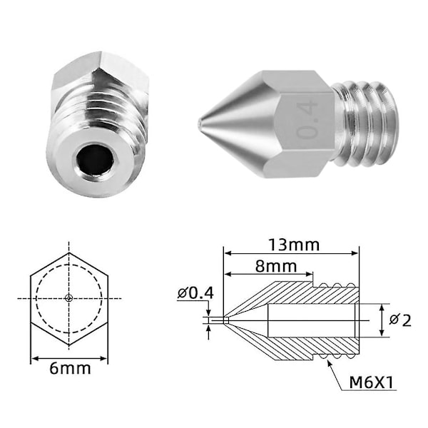 Mk8 mässingsmunstycken set rengöringsnålar extruder för Cr-10 Ender3