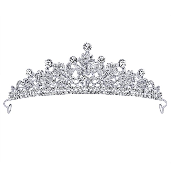 Silver Crystal Tiara Crowns Princess Crown för bröllopsfödelsedagsfest Tillbehör