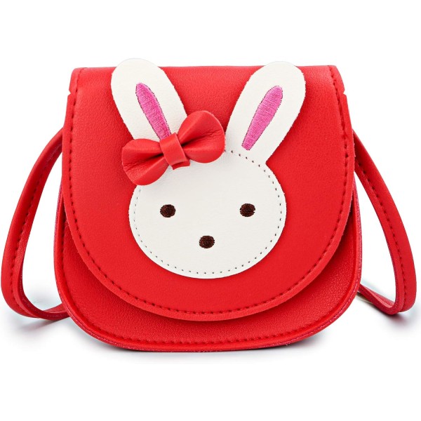 Små flickor Axelväska Söt Handväska Princess Mini Rabbit Cross Body Bag 1st red