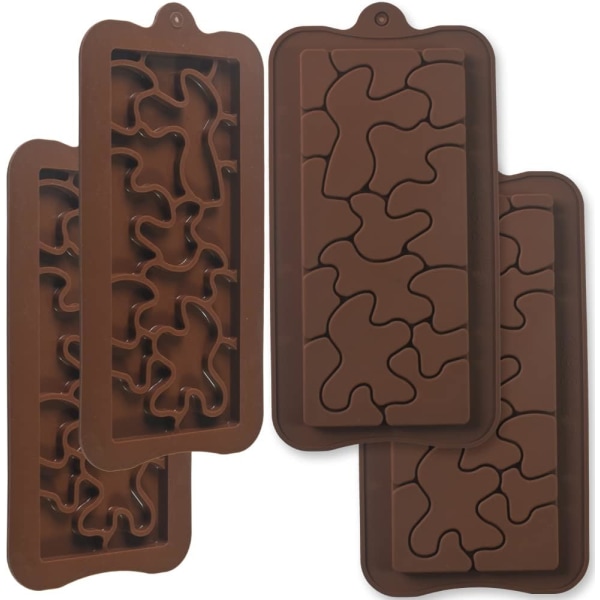 Jigsaw Break-Apart silikonchokladformar, chokladformar, hemgjorda protein- och energibarsformar